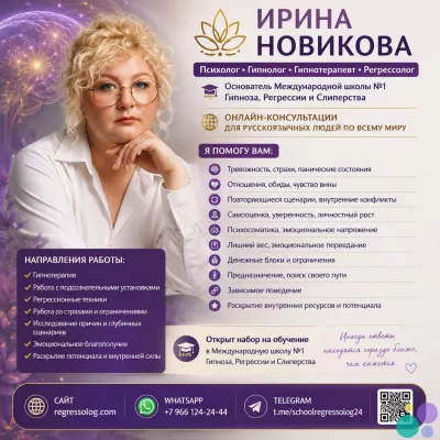 Психолог • Гипнолог • Гипнотерапевт • Регрессолог ИРИНА НОВИКОВА